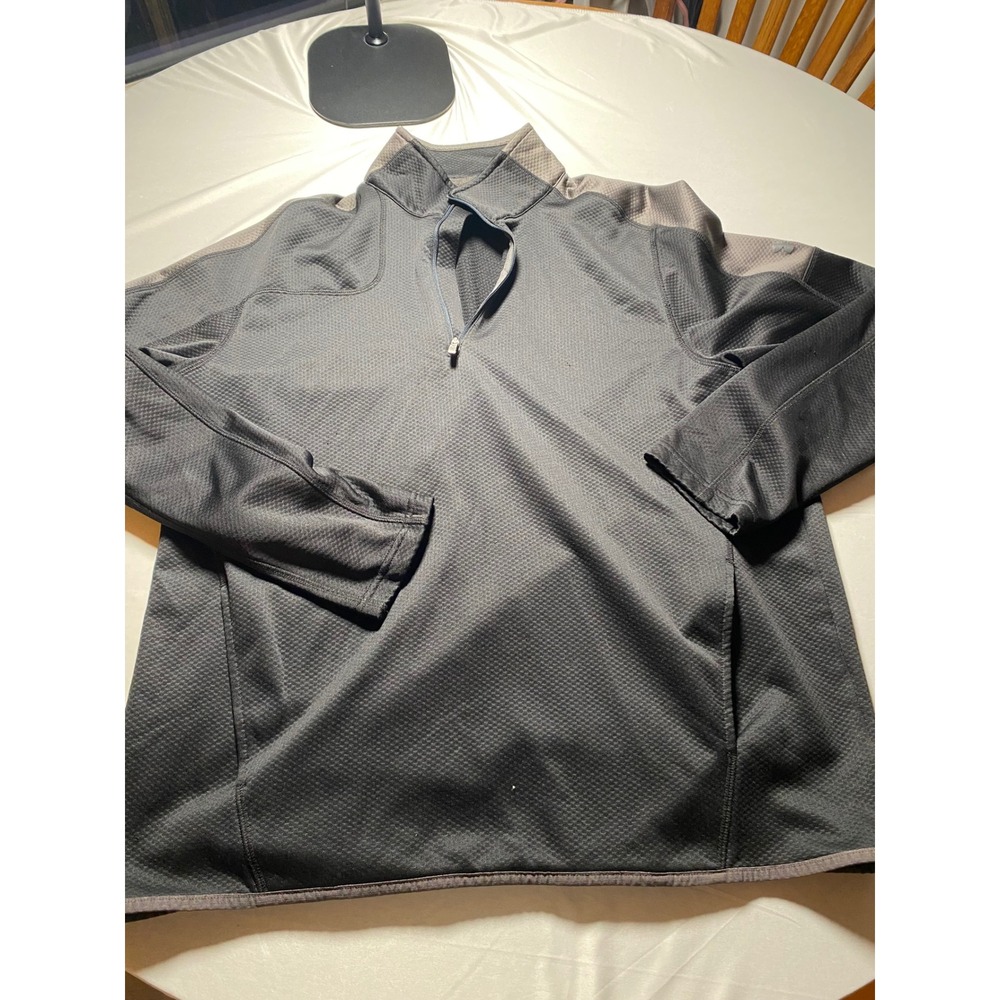 Under Armour Mens 2XL Loose Fit Quarter Zip Pullover Black Gray Athletic Top